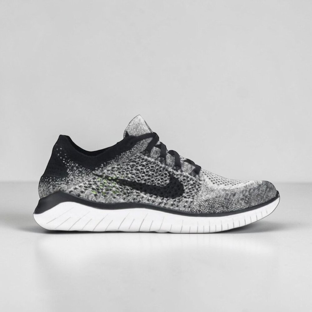 Womens Nike Free Rn Flyknit 2018 White Black Running Shoes DM0829 003 NEW